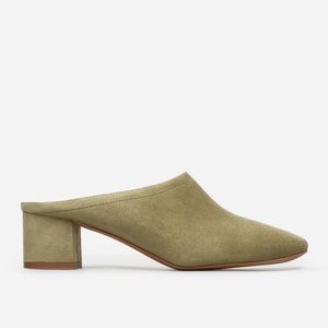Everlane Day heel mules, olive suede
